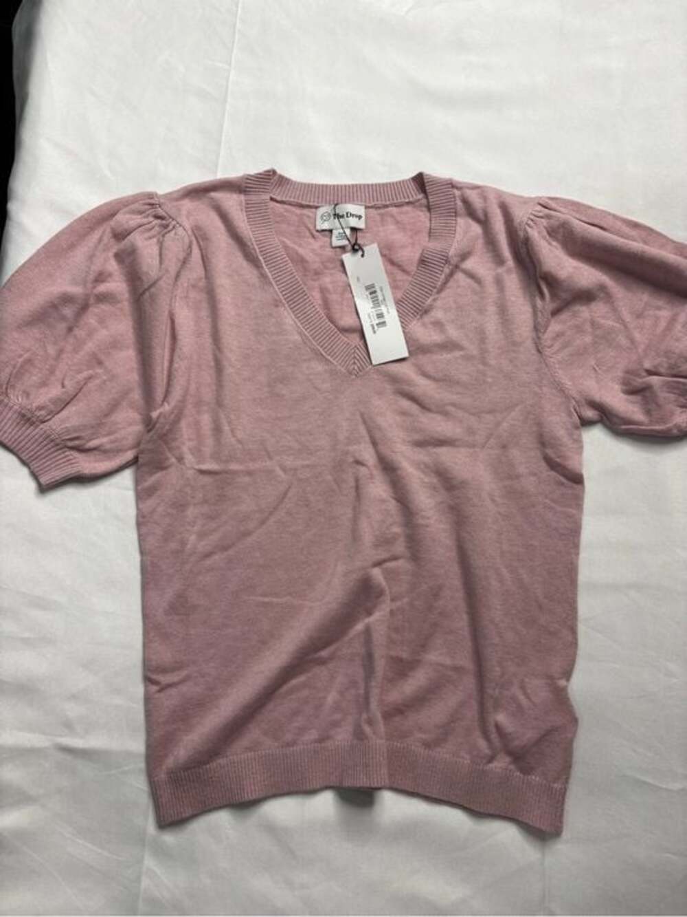 The Drop Women's V-Neck Short Sleeve Sweater - Dusty Pink